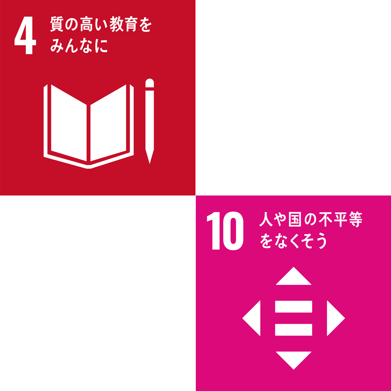 質の高い教育をみんなに、人や国の不平等をなくそう